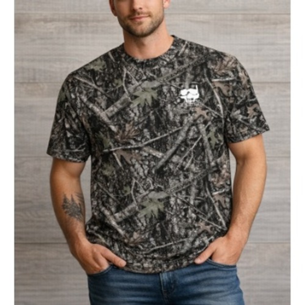 G59 Records Men's Camo Real Tree Logo Tee Skull Graphic T-Shirt Size L